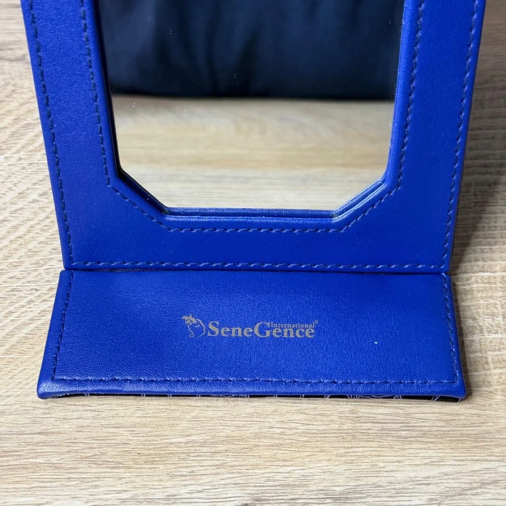 SeneGence International Blue‎ Purple Crocodile Bow Travel Vanity Folding Mirror